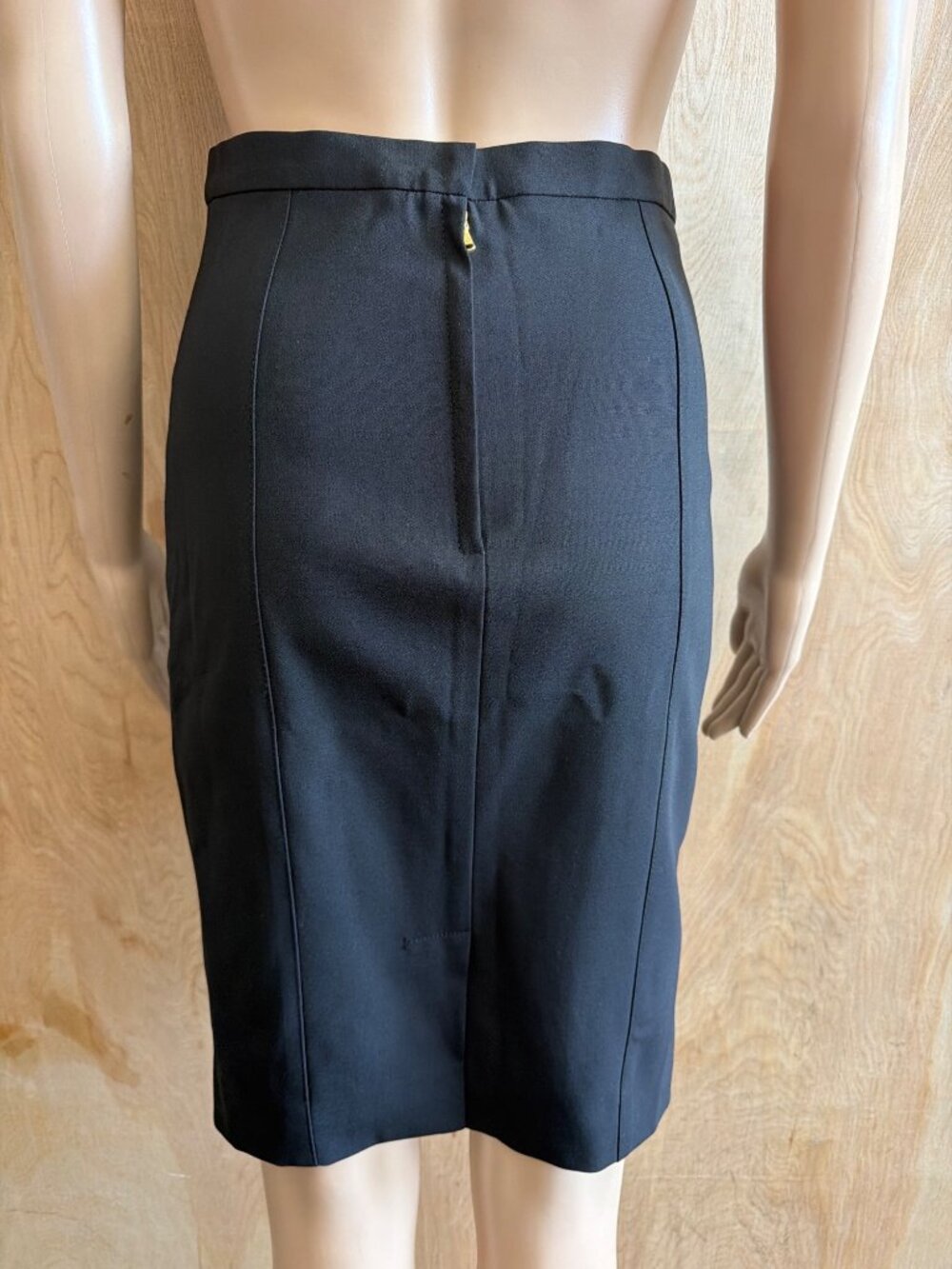 Vintage Dolce & Gabbana Black Wool Knee Length Skirt Leopard Lining Sz IT38 - Picture 6 of 16